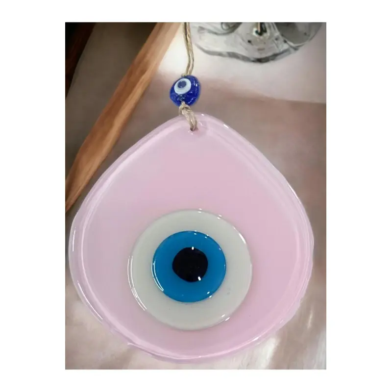 Blue Nazar Beaded Powder Pink Drop Pattern Handmade Wall Ornament