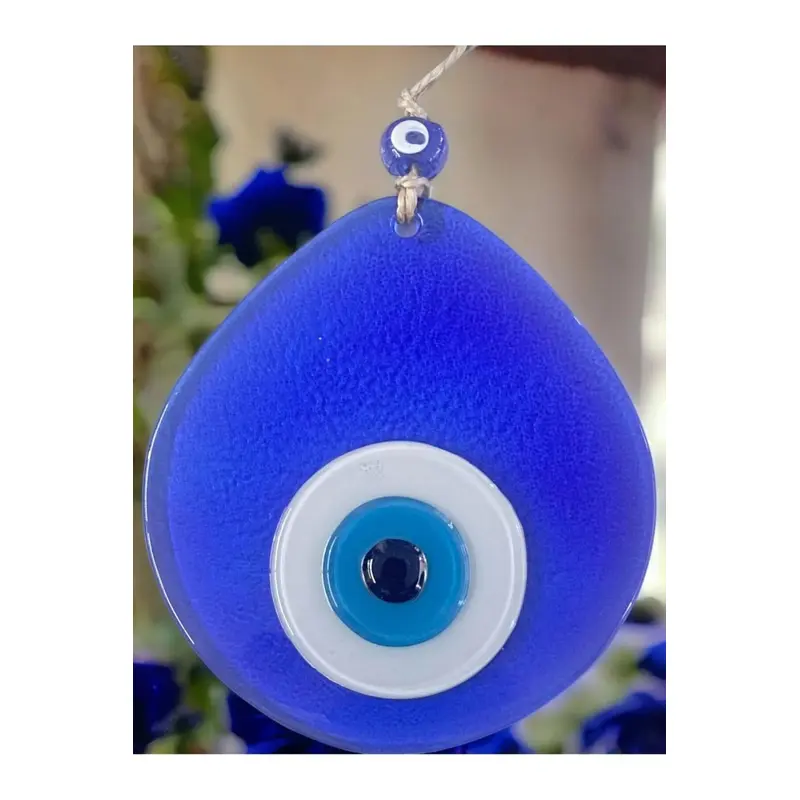 Blue Nazar Beaded Transparent Drop Pattern Handmade Wall Ornament