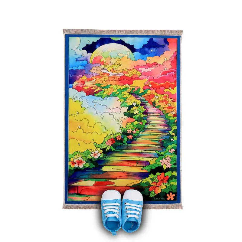 Bursa Ipek | Blue Sky Velvet Children's Prayer Mat and Play Mat