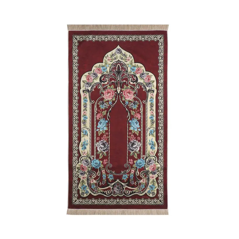 Bursa Ipek | Burgundy Velvet Carpet Prayer Rug