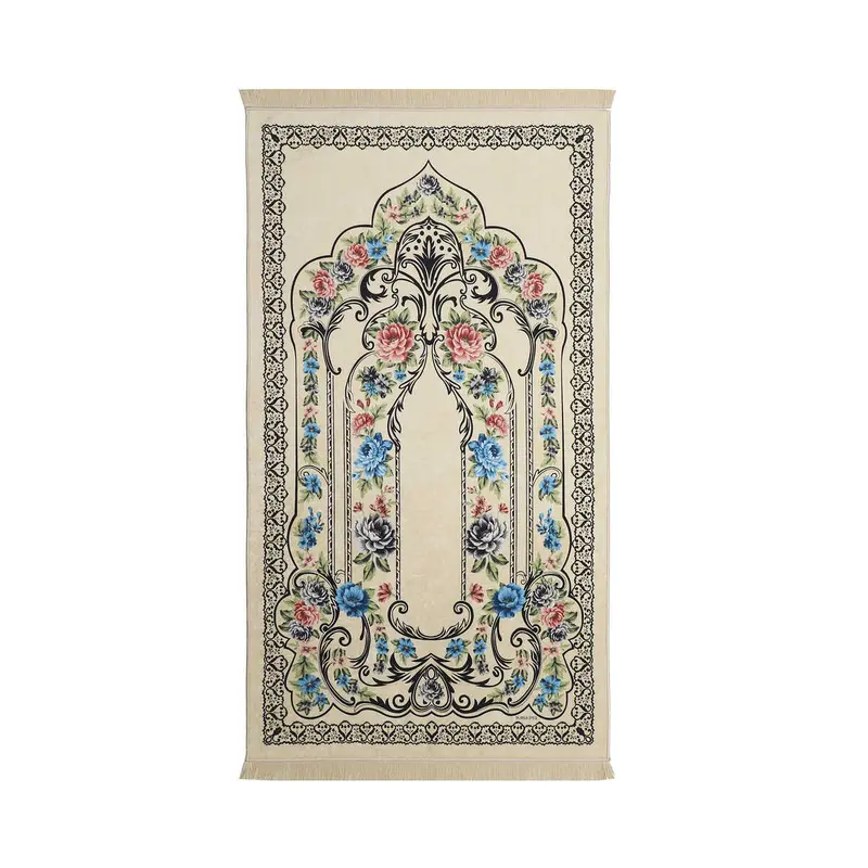Bursa Ipek | Cream Velvet Carpet Prayer Rug