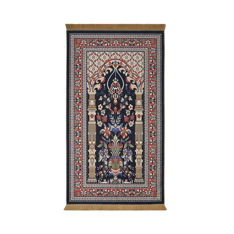 Bursa Ipek | Dark Navy Blue Velvet Carpet Prayer Rug