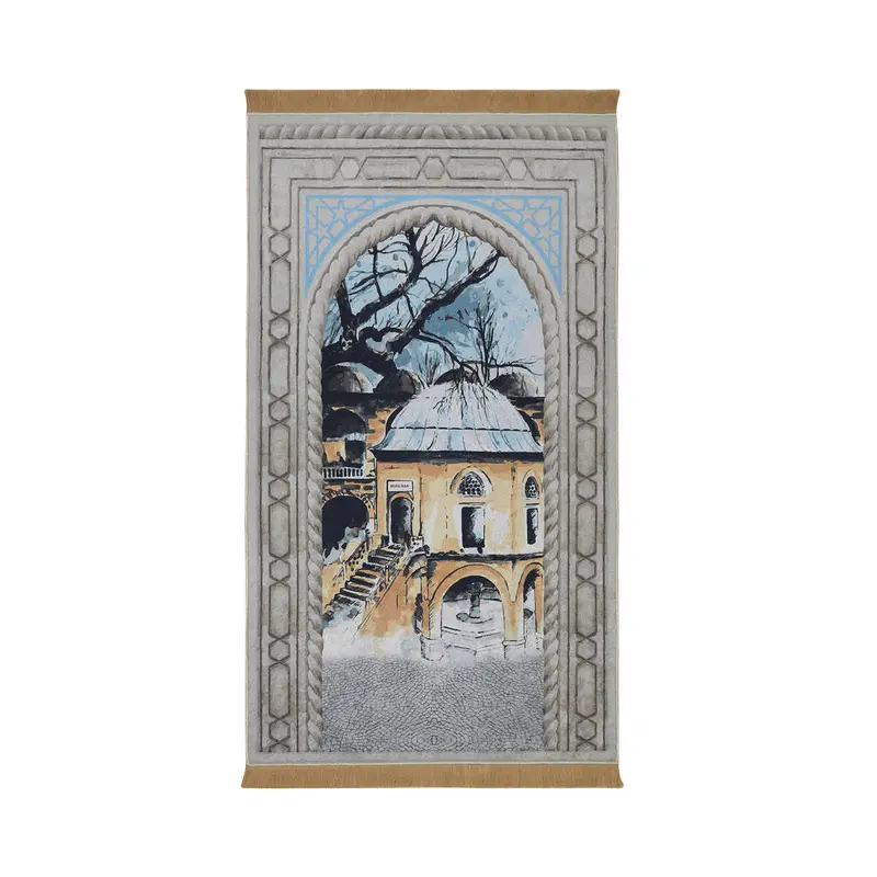 Bursa Ipek | Gray Velvet Carpet Prayer Rug