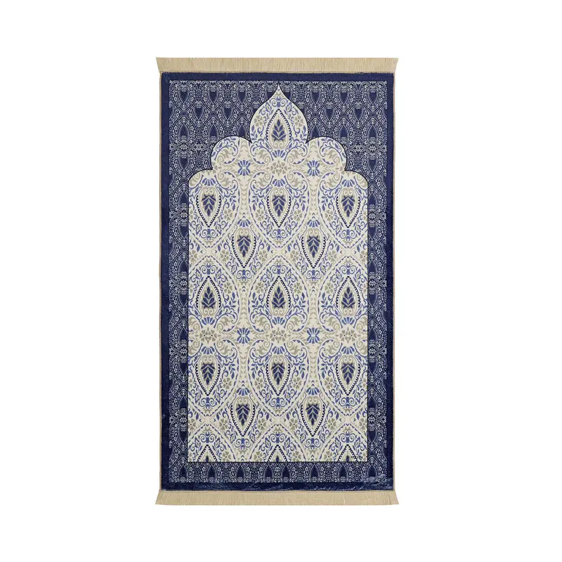 Bursa Ipek | Navy Blue Bamboo Carpet Prayer Rug