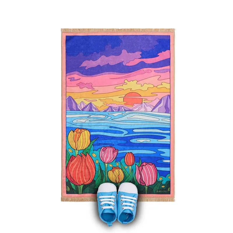 Bursa Ipek | Pink Sunset Velvet Children's Prayer Rug
