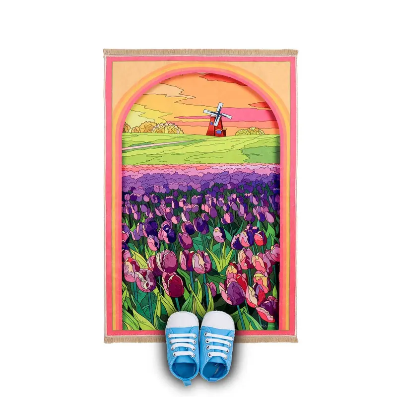 Bursa Ipek | Purple Tulip Velvet Children's Prayer Rug