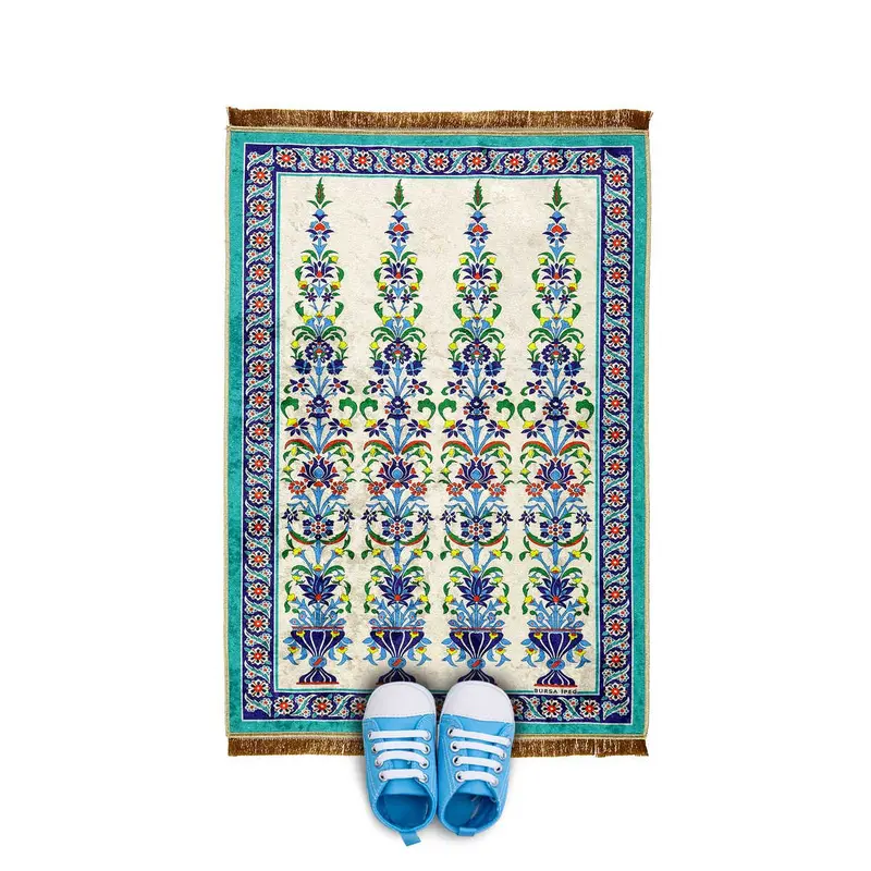 Bursa Ipek | Water Green Velvet Children's Prayer Rug