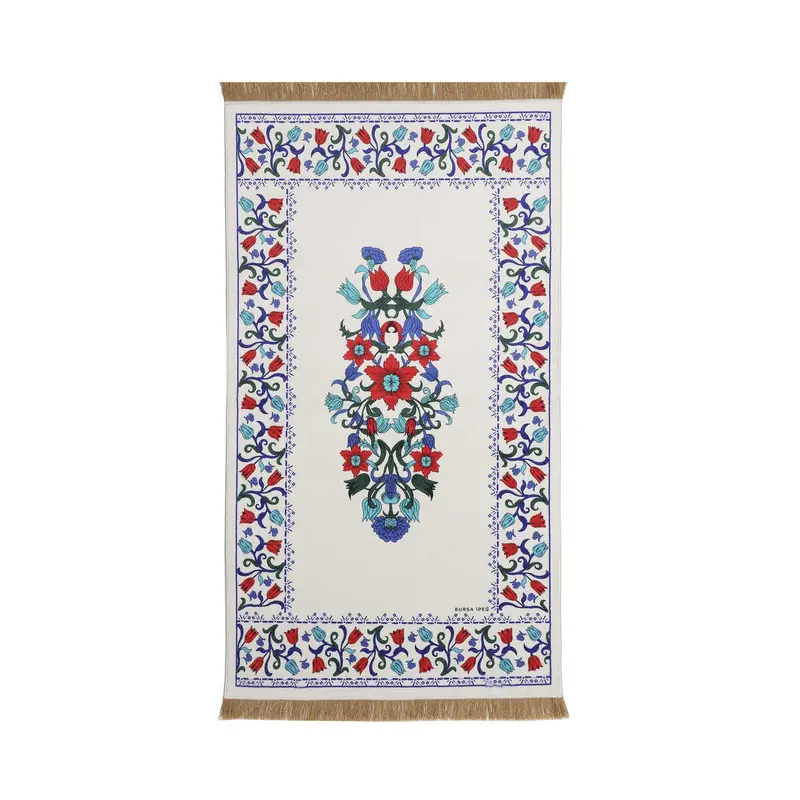 Bursa Ipek | White Bamboo Carpet Prayer Rug