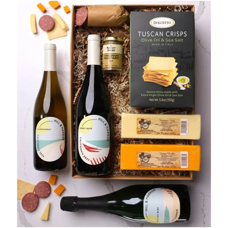 Cheese & Meat Gift Box with Red, White & Sparkling Wine