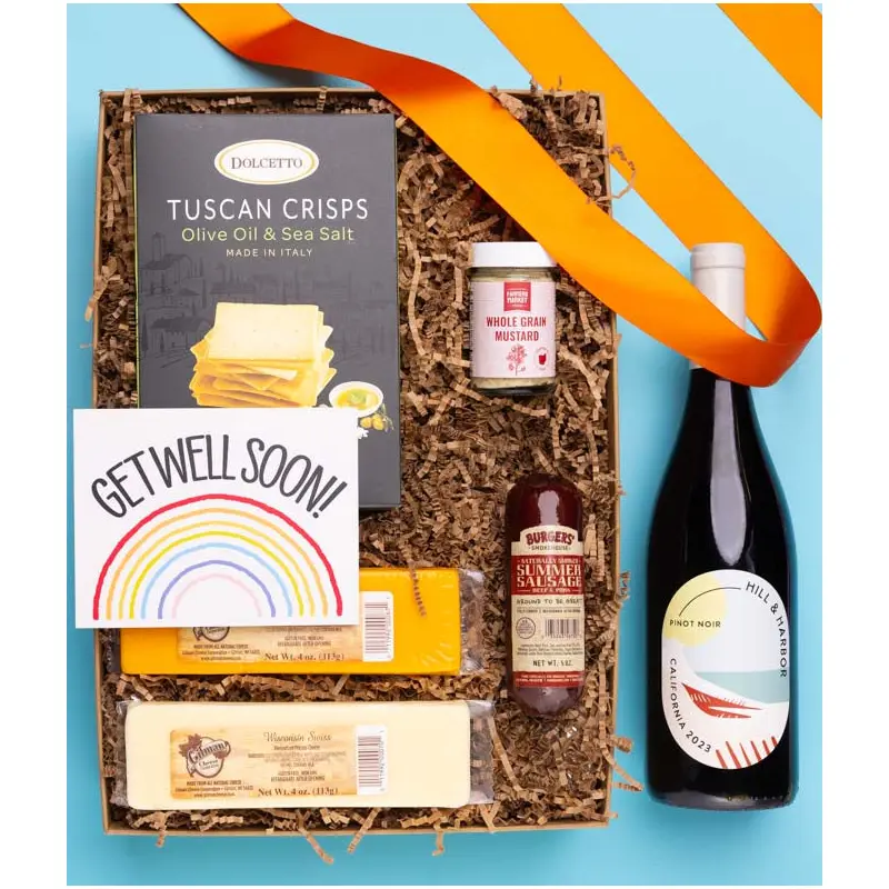 Get Well Soon Charcuterie & Red Wine Gift Box