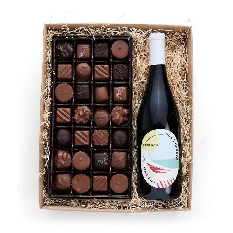 Red Wine & Gourmet Chocolates Gift Box
