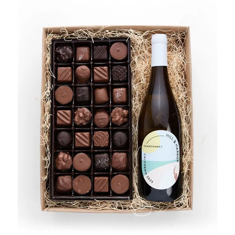 White Wine & Gourmet Chocolates Gift Box
