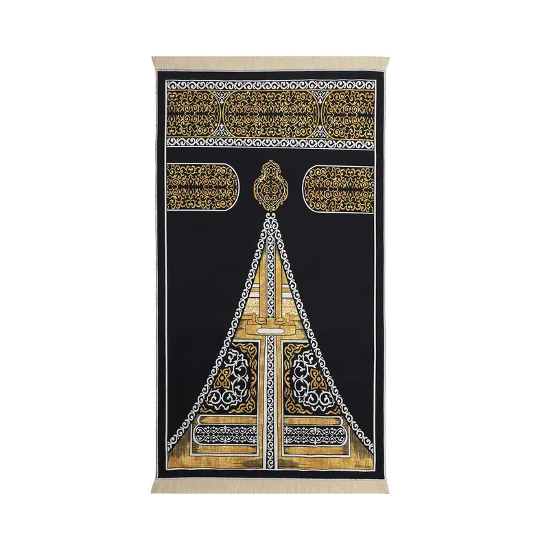 Bursa Ipek | Black Kaaba Velvet Carpet Prayer Rug