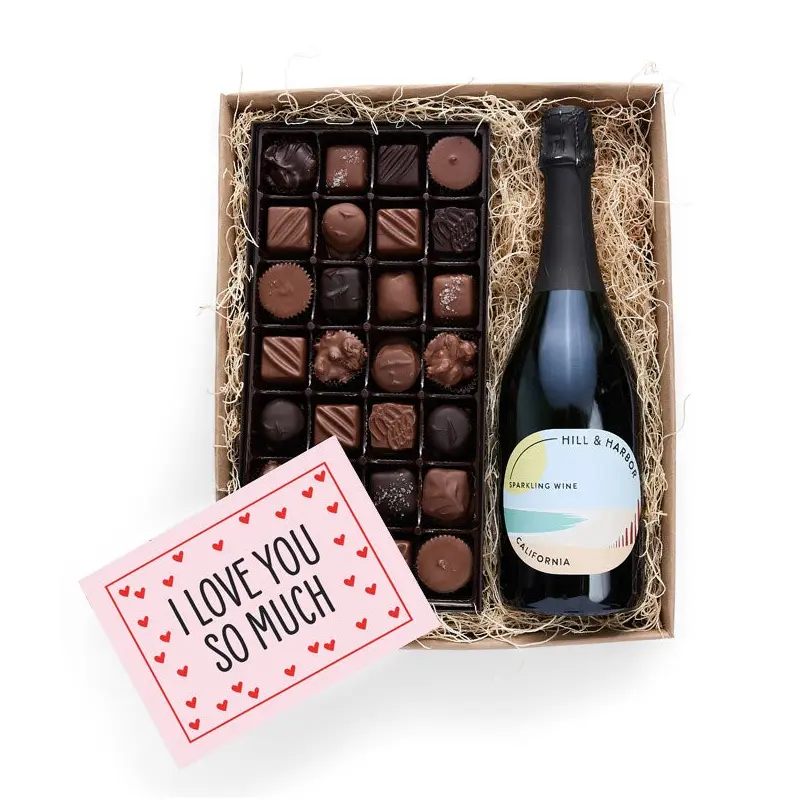 I Love You!  California Sparkling Wine with Gourmet Chocolates