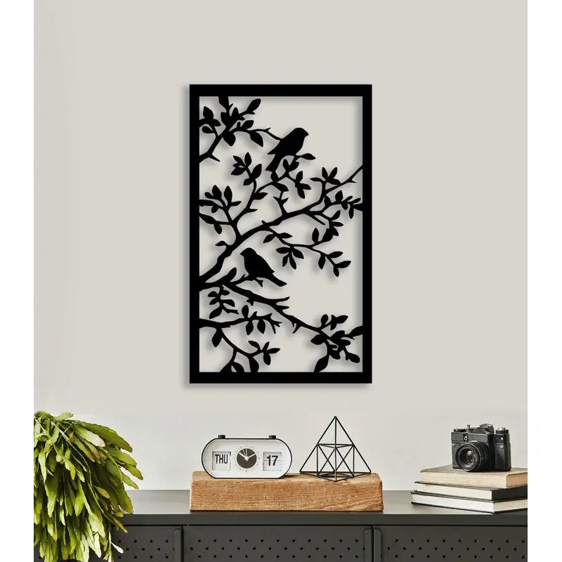 NR Dizayn | Bird on Trees Motif Decorative Metal Wall Art