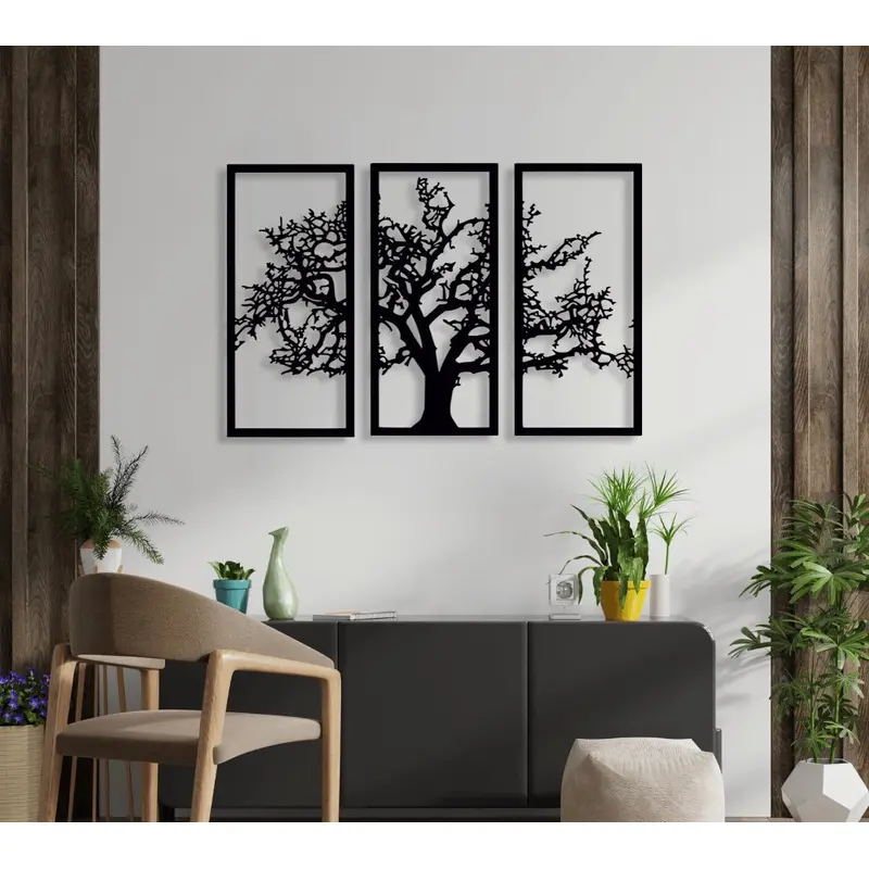 NR Dizayn | Oak Wood Decorative Metal Wall Art