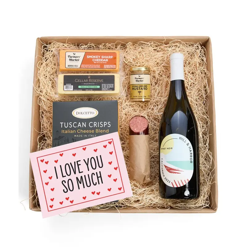 Red Wine, Meat and Cheese I Love You! Box