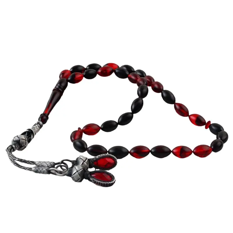 Tesbihevim | Fire Amber Tasbih 1000 K sterling silver case tassel