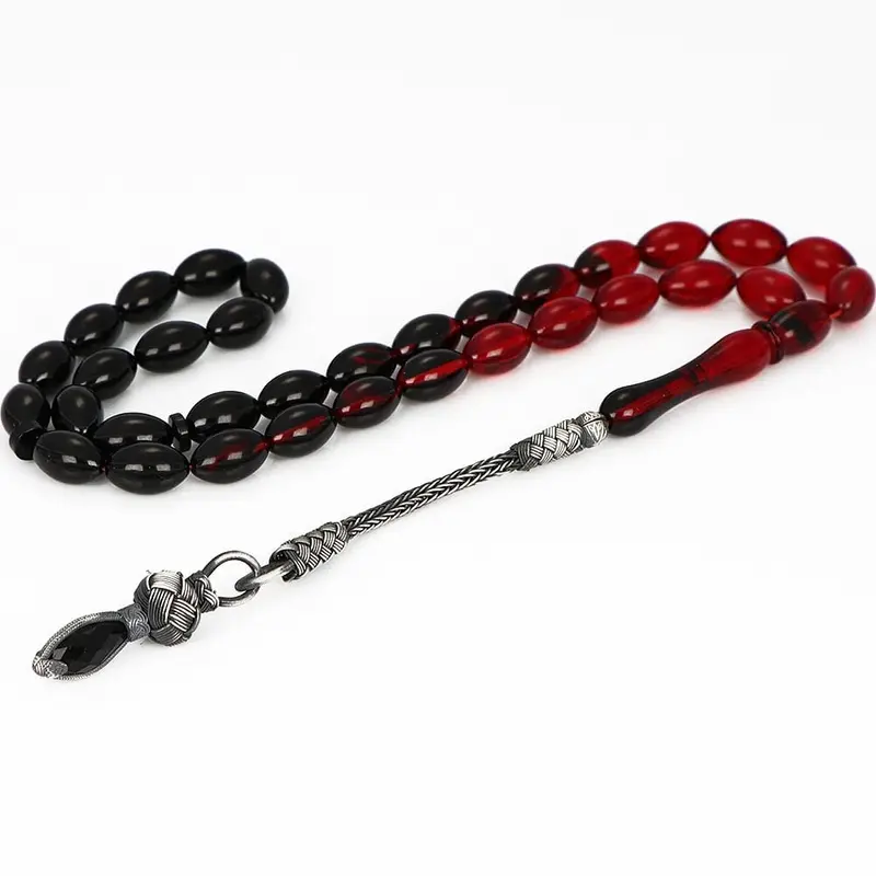 Tesbihevim | Fire Amber Tasbih with Silver Kazaz Tassel