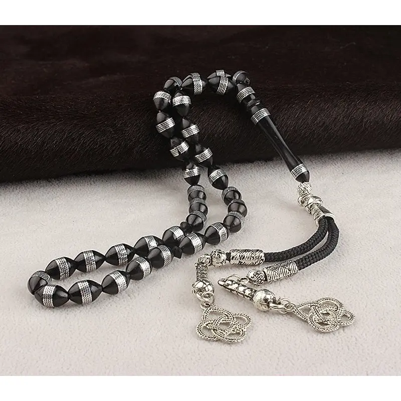 Tesbihevim | Whisked Spiral Kuka Tasbih (Non-Darkening Metal Tassel)
