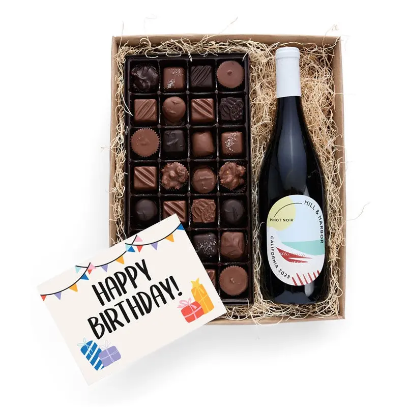 Happy Birthday! Gourmet Chocolates & Red Wine