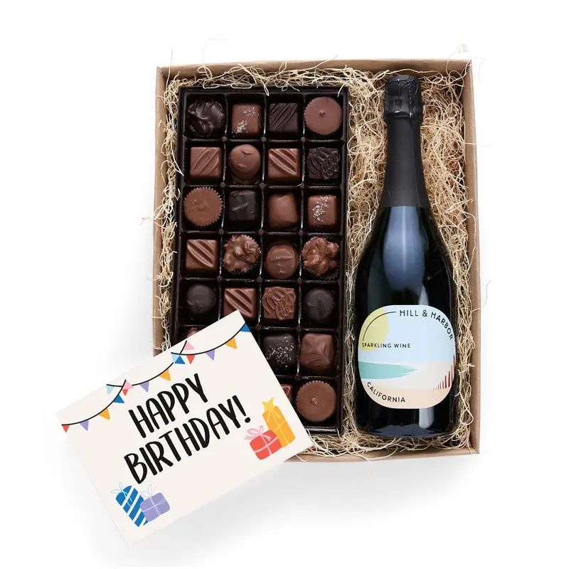 Happy Birthday! Gourmet Chocolates with Sparkling Wine
