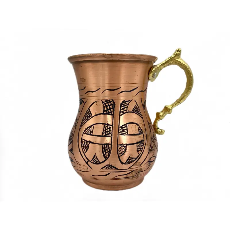 Lavina | Copper Cup with Black Line Pattern (10 cm)