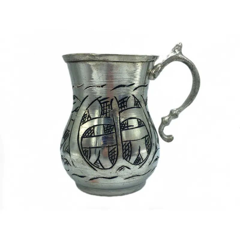 Lavina | Silver Copper Cup with Black Line Patterned (10 cm)