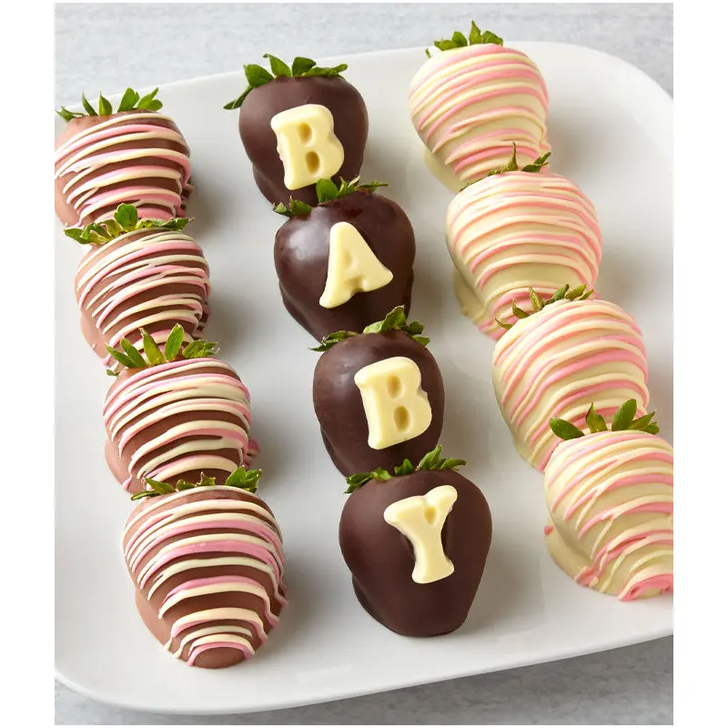 1 Dozen Baby Girl Belgian Chocolate Covered Strawberries