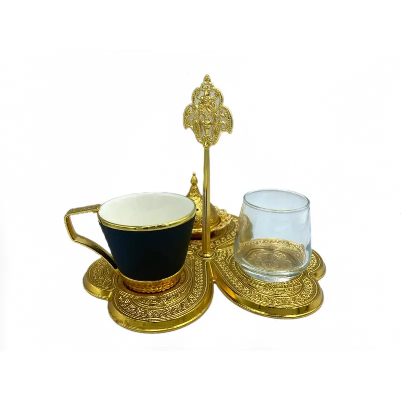 Lavina | Turkish Coffee Cup Set 3 Pieces Gold Color with Handle