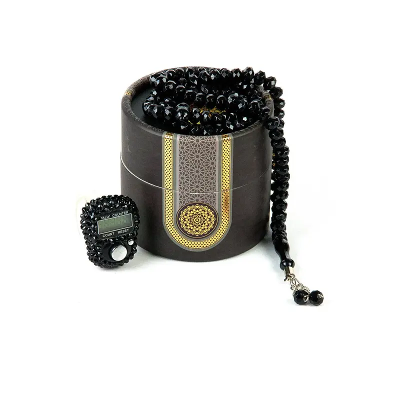 Mini Cylinder Boxed Tasbih and Dhikrmatic Gift Set, Black