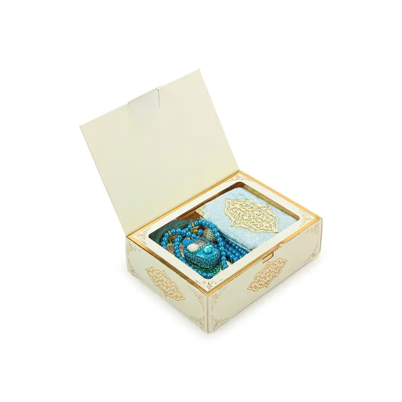 Mini Yasin, Crystal Stone Prayer Bead and Stone Designed Dhikrmatic Gift Set, Blue