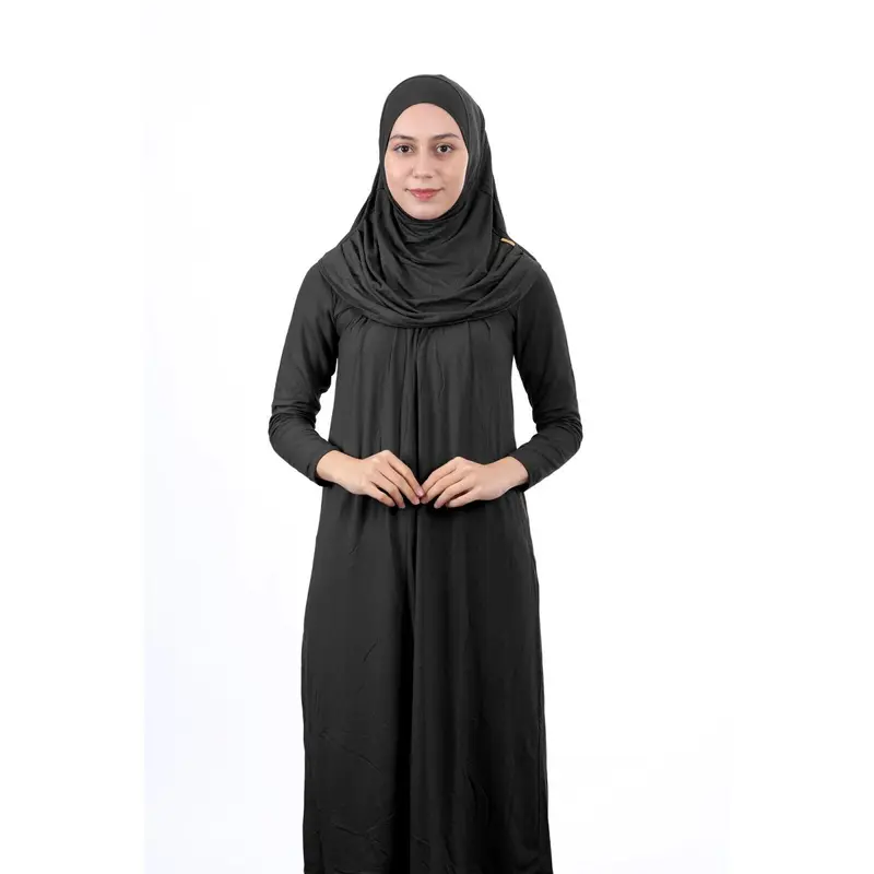 Teenage Size 12-15 Years Old Black One Piece Women's Prayer Dress with Headscarf