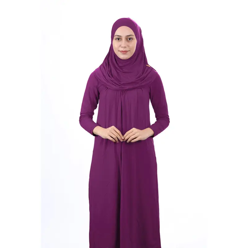 Teenage Size 12-15 Years Old Plum One Piece Women's Prayer Dress with Headscarf