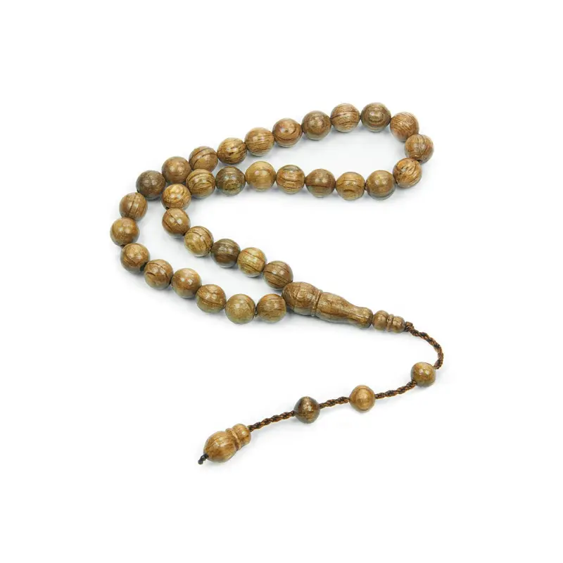 Wild Thistle Wood Sphere Cut Prayer Beads - 33 Beads - 10 MM