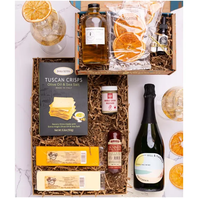 Cheese & Meat Box with Garden Party Spritz Cocktail Kit and Sparkling Wine