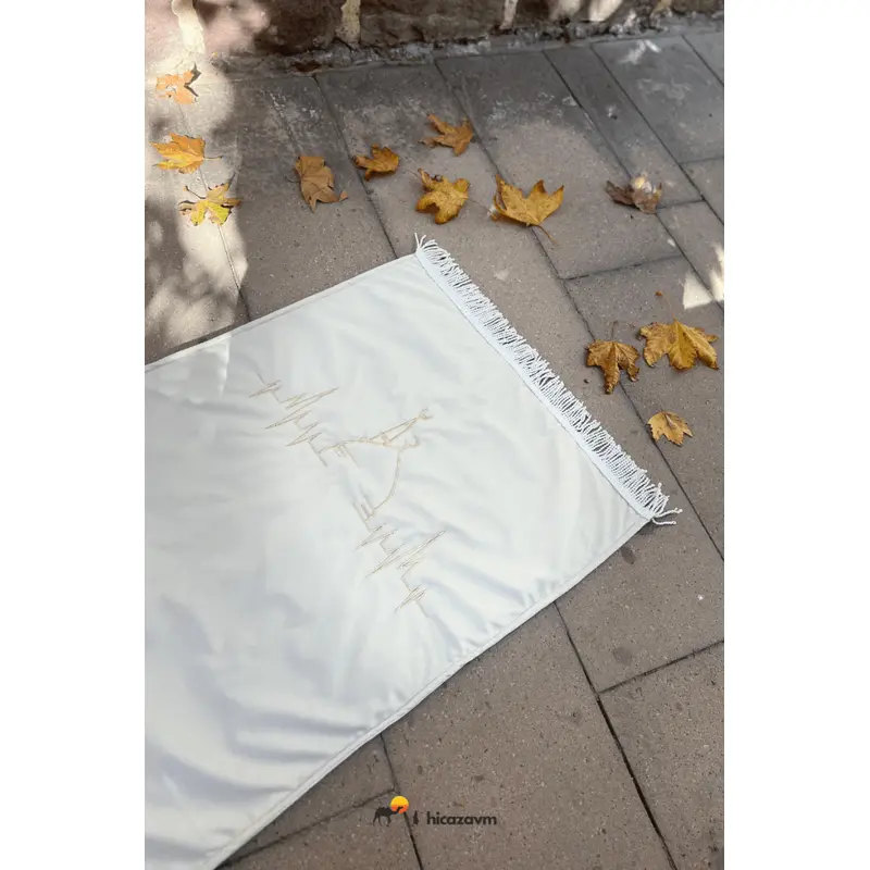 Cream Rhythmic Peace Prayer Rug (Gold Embroidered)