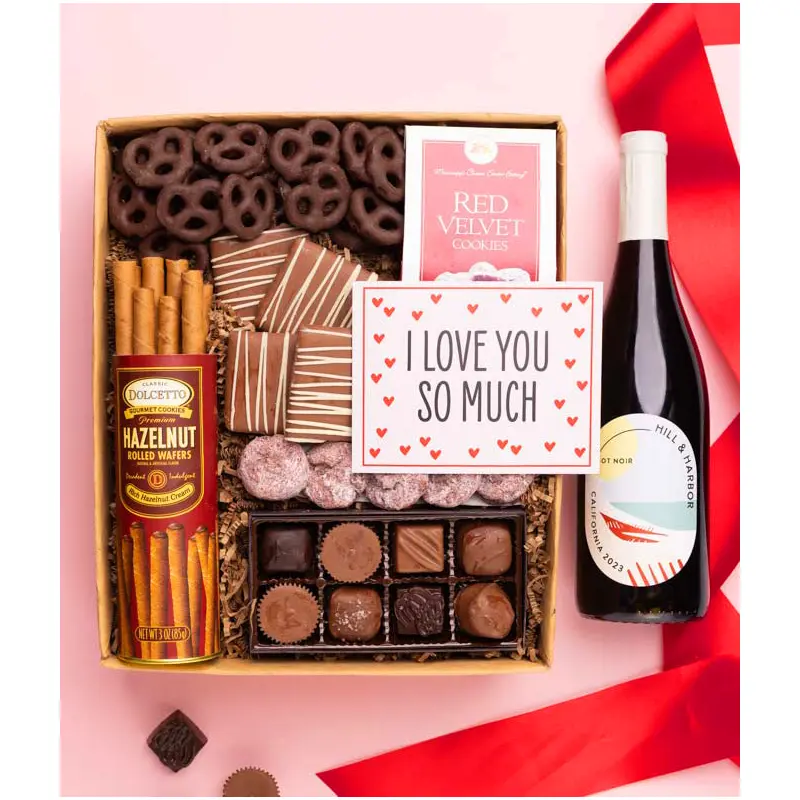 I Love You Red Wine & Chocolate Treats Gift Box