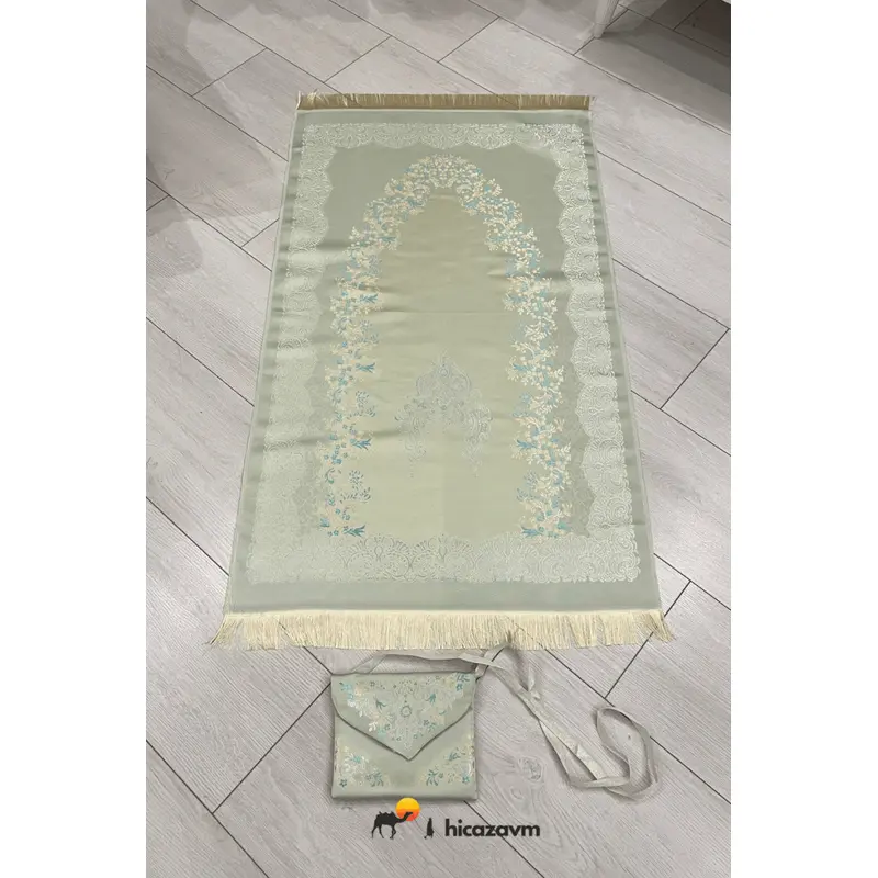 Mint Green Prayer Rug with Satin Bag