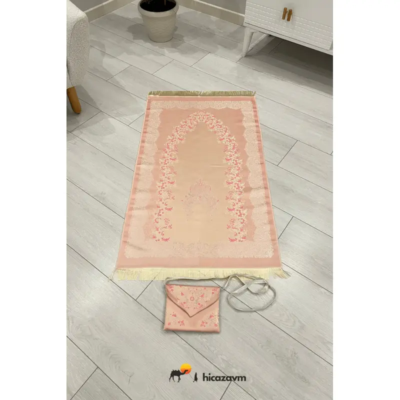 Pink Prayer Rug with Satin Bag