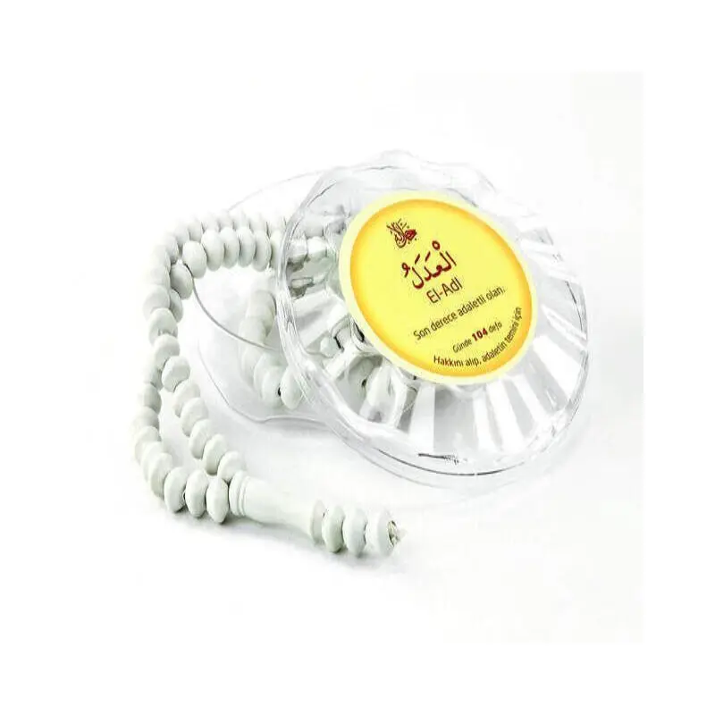 Rose Scented Tasbih - Asmaul Husna Printed - With Box - White