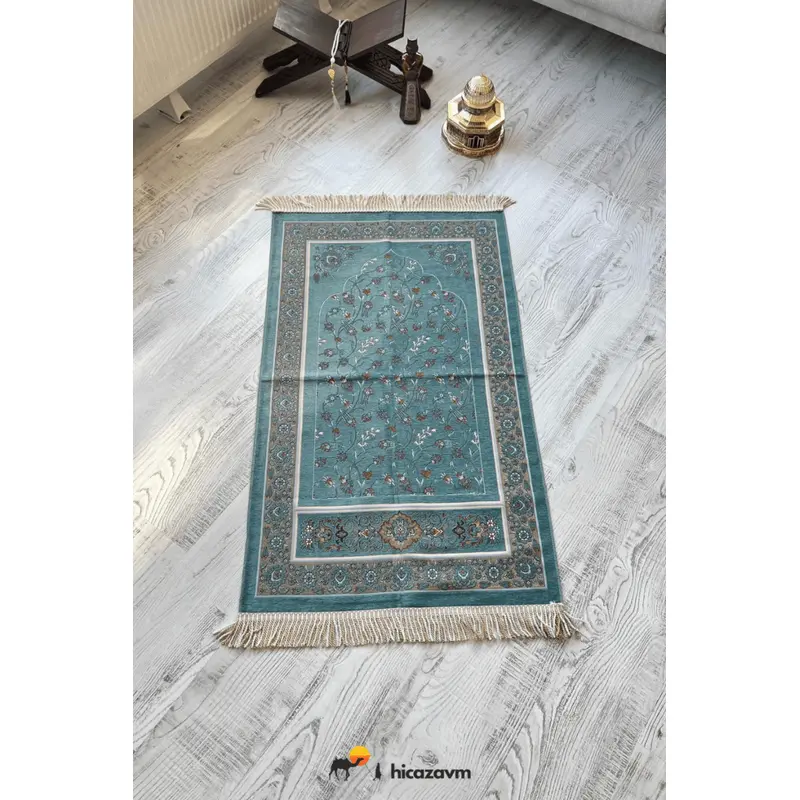 Woven Prayer Rug - Ivy Tulip Pattern (Blue)