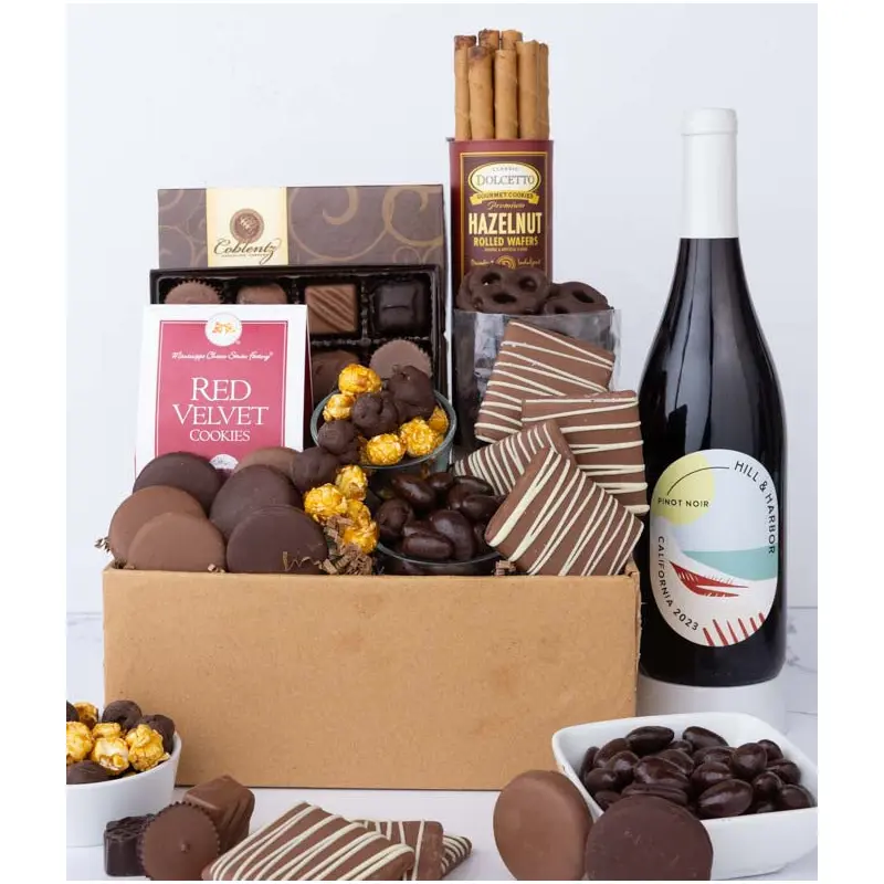 Deluxe Red Wine & Sweet Treats Gift Box
