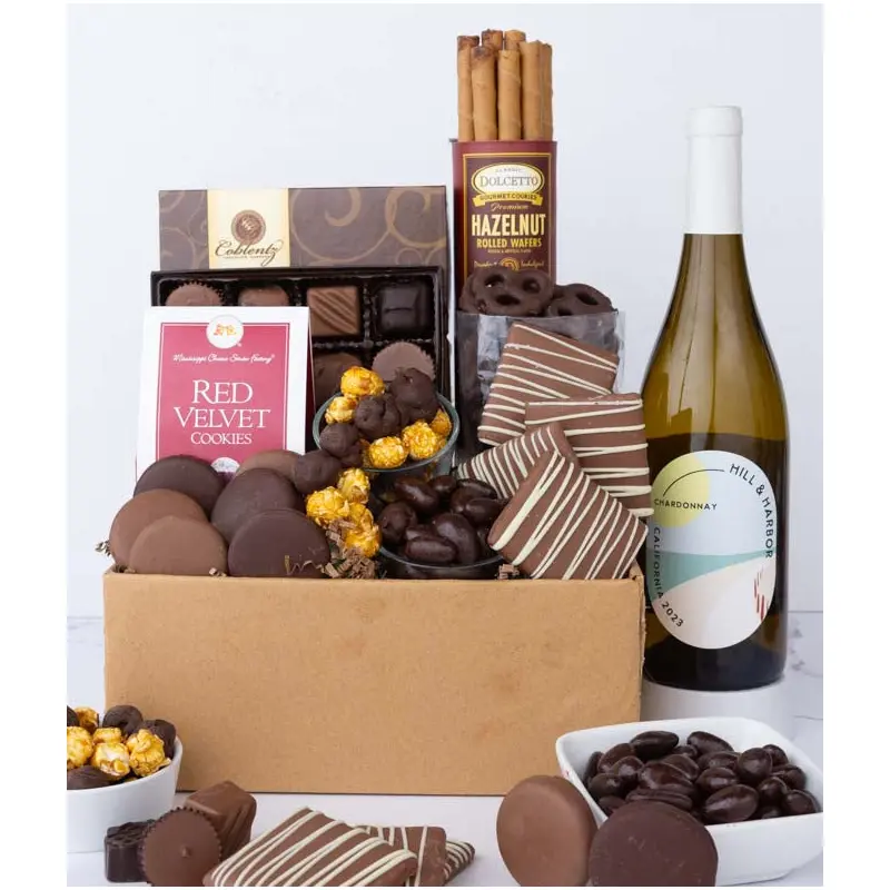 Deluxe White Wine & Sweet Treats Gift Box