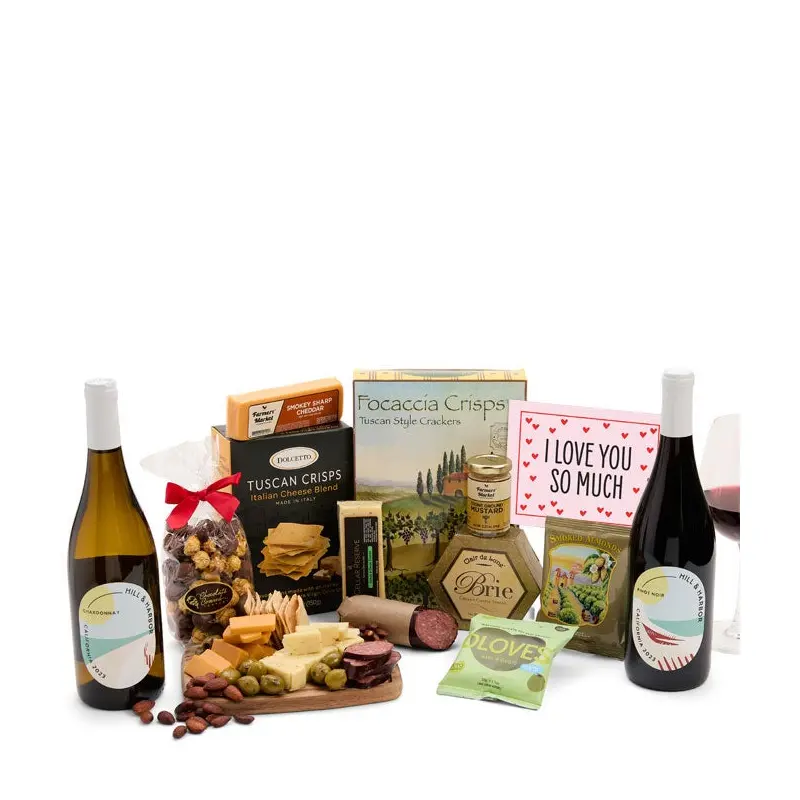 I Love You! Deluxe Red & White Wine Charcuterie Gift Box
