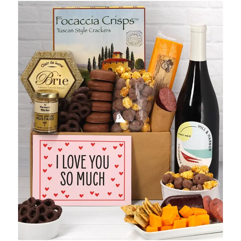 I Love You! Red Wine and Gourmet Gift Box