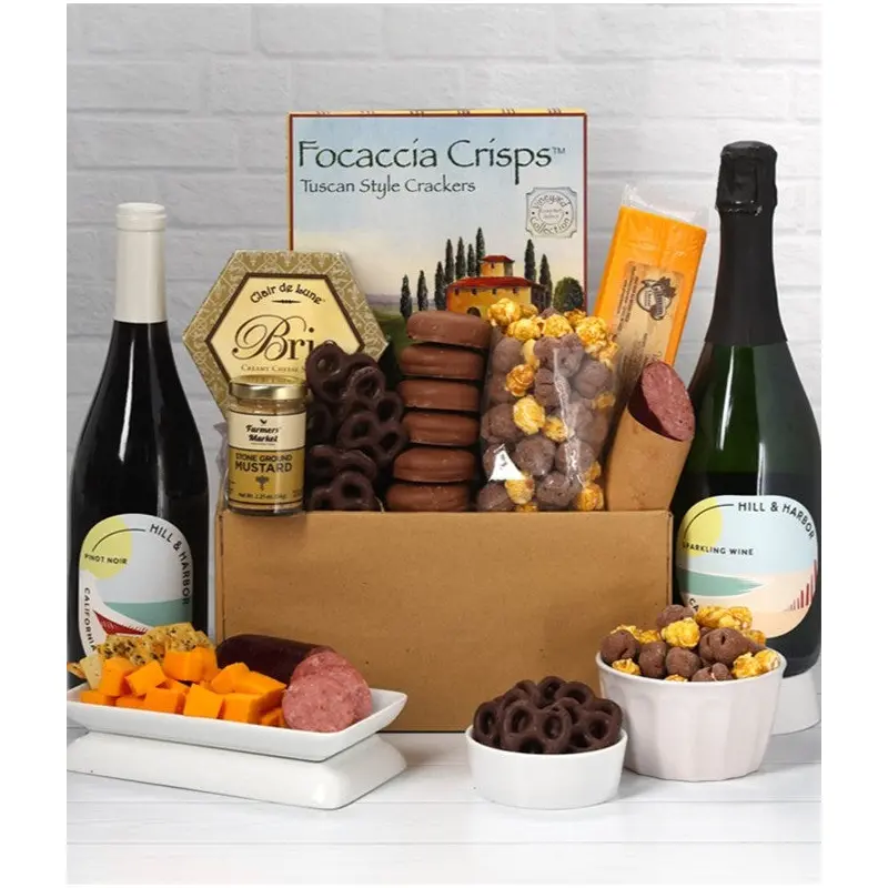 Sweet & Savory Gourmet Gift Box with California Red & Sparkling Wine