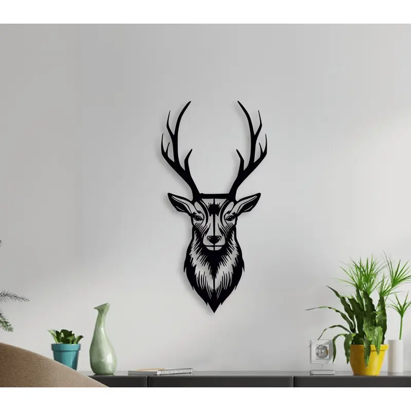 NR Dizayn | Deer Head Themed Decorative Metal Wall Art
