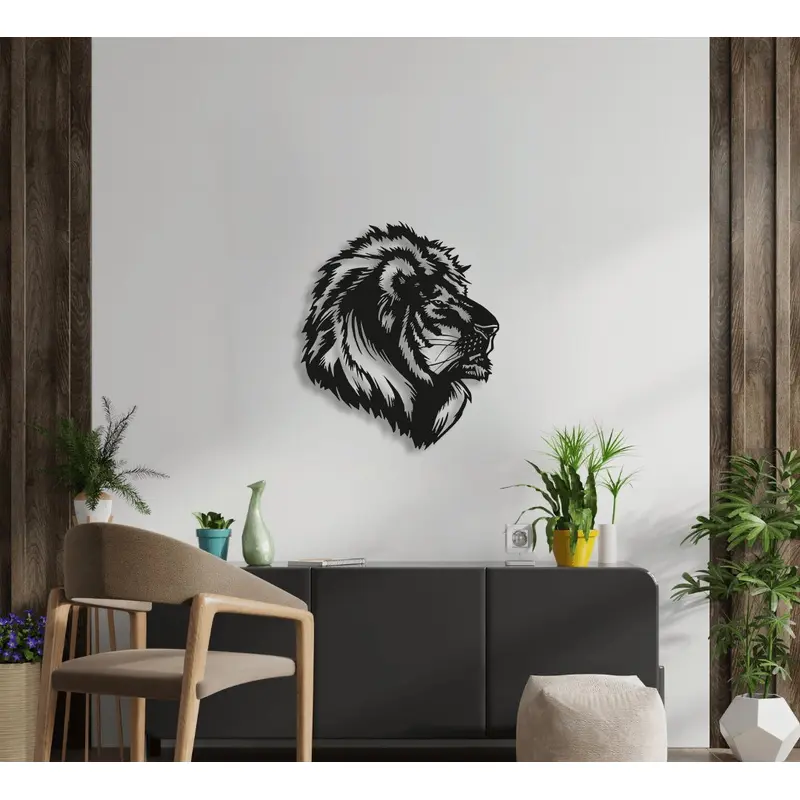 NR Dizayn | Lion Motif Decorative Metal Wall Art