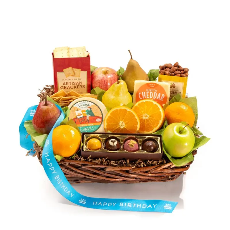 Artisan Crafted Fruit & Cheese Birthday Gift Basket